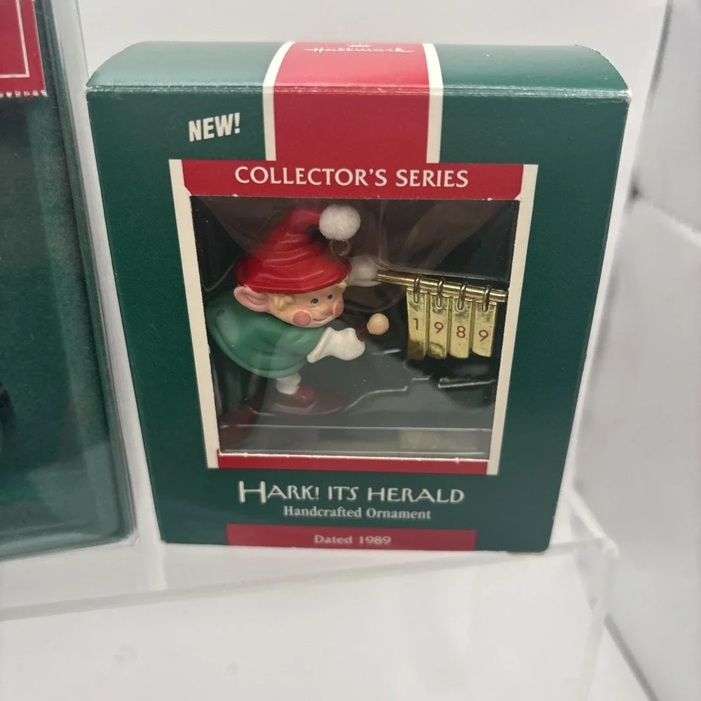 Vtg~Hallmark Ornaments~Lot of 3~Thimble Santa/Kringle's Kool Treats/Hark Herald